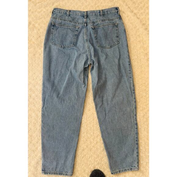 Lands End Women High Rise Mom Straight Leg Medium Wash Coton Blue Denim Jeans 16 - Picture 7 of 8